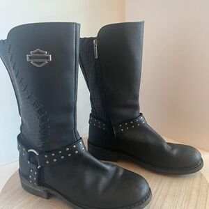 Harley-Davidson Men’s Black Leather Harness Biker Boots – Size 11M